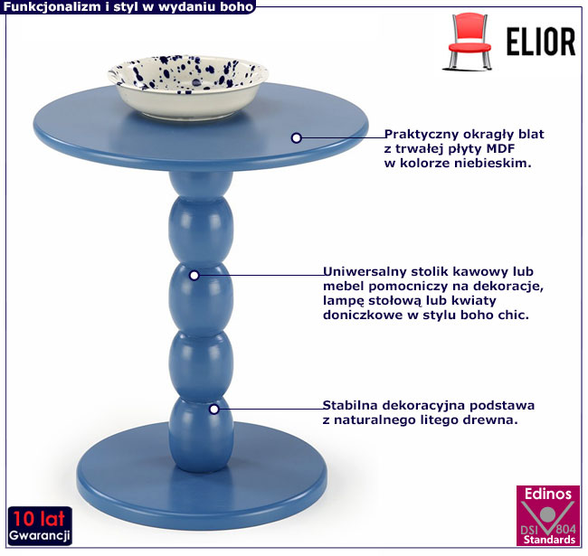 niebieski okrągły stolik kawowy Nebula