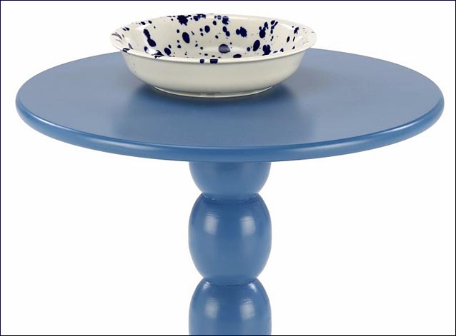 okrągły niebieski stolik z drewna i MDF Nebula