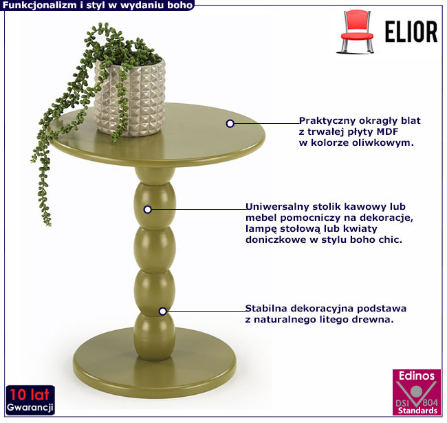 oliwkowy okrągły stolik kawowy Nebula