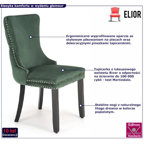 tapicerowane krzesło ciemnozielone Esten