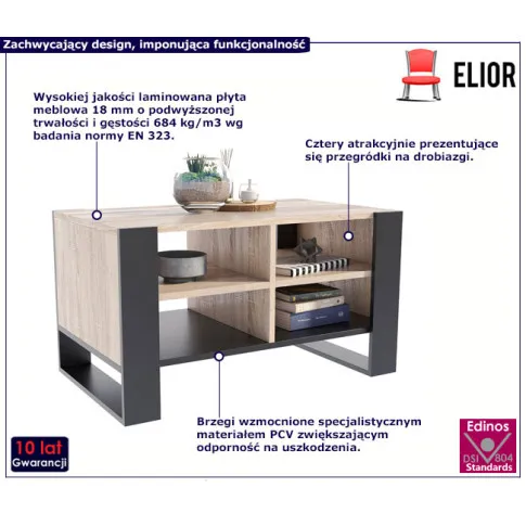 Nowoczesny stolik do salonu z przegródkami Awia