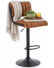 Brązowy tapicerowany hoker barowy z oparciem - Ostadar w sklepie Edinos.pl