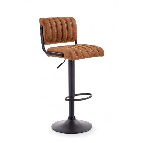 Zdjęcie produktu Brązowy tapicerowany hoker barowy z oparciem - Ostadar.