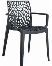 Czarne ażurowe krzesło tarasowe z podłokietnikami - Chamat 3X w sklepie Edinos.pl