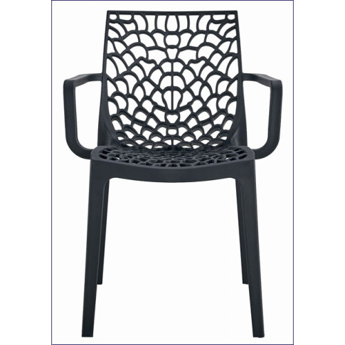 Ażurowe czarne krzesło z podłokietnikami Chamat 3X
