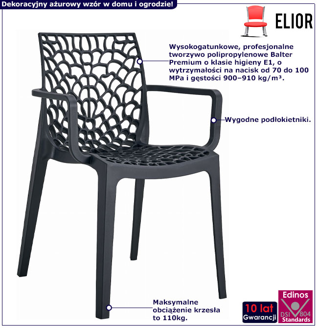 Czarne ażurowe krzesło Nisa 3X