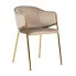 Welurowe pikowane krzesło na złotych nogach Evox