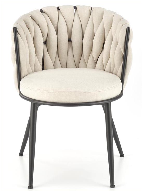 metalowe tapicerowane beżowe krzesło Trenza