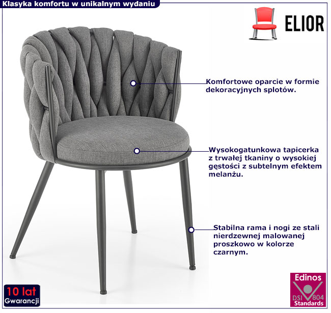 popielate tapicerowane krzesło Dibler
