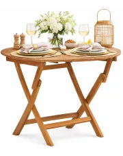 Okrągły stół ogrodowy z drewna tekowego - Fluvia w sklepie Edinos.pl