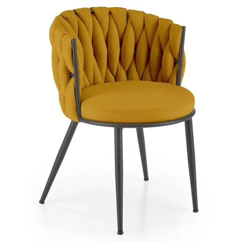 musztardowe krzesło tapicerowane Trenza