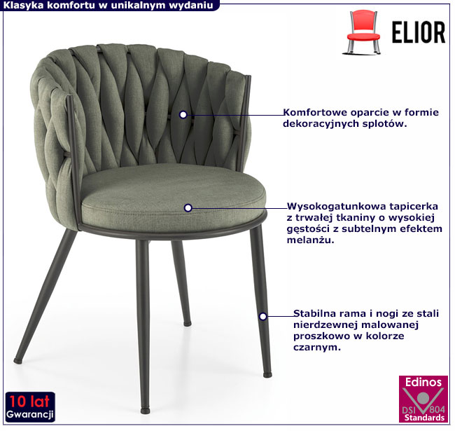 oliwkowe tapicerowane krzesło Dibler
