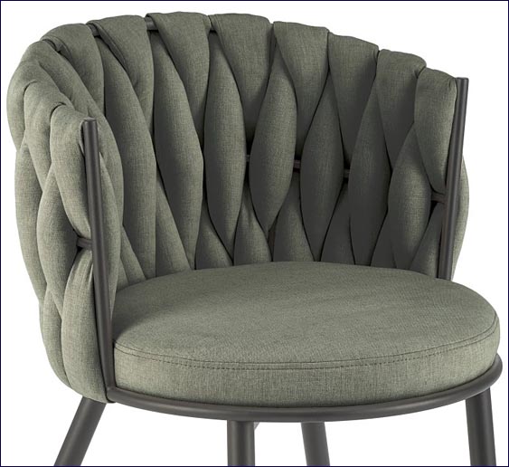 metalowe tapicerowane oliwkowe krzesło Trenza