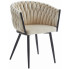 bezowe metalowe krzeslo tapicerowane kubelkowe avax