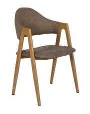 Beżowe tapicerowane krzesło z podłokietnikami - Onfo w sklepie Edinos.pl