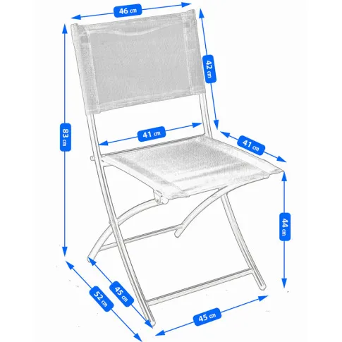 Wymiary składanego krzesła z zestawu Ewzor