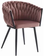 Ciemnoróżowe krzesło tapicerowane z podłokietnikami - Avax w sklepie Edinos.pl
