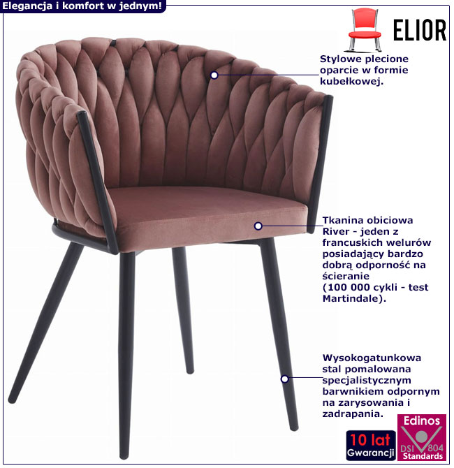 Ciemnoróżowe krzesło welurowe kubełkowe Giberdi