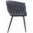Ciemnoszare krzesło welurowe z plecionym siedziskiem Avax