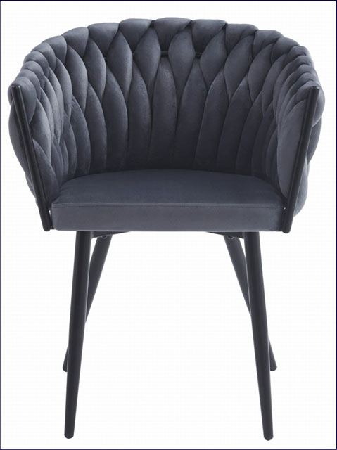 Ciemnoszare krzesło z plecionym oparciem Giberdi