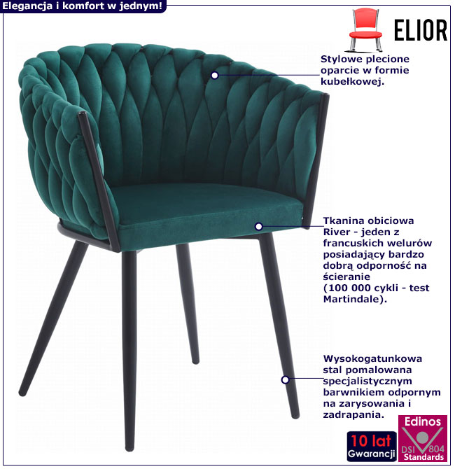 Zielone welurowe krzesło kubełkowe Giberdi