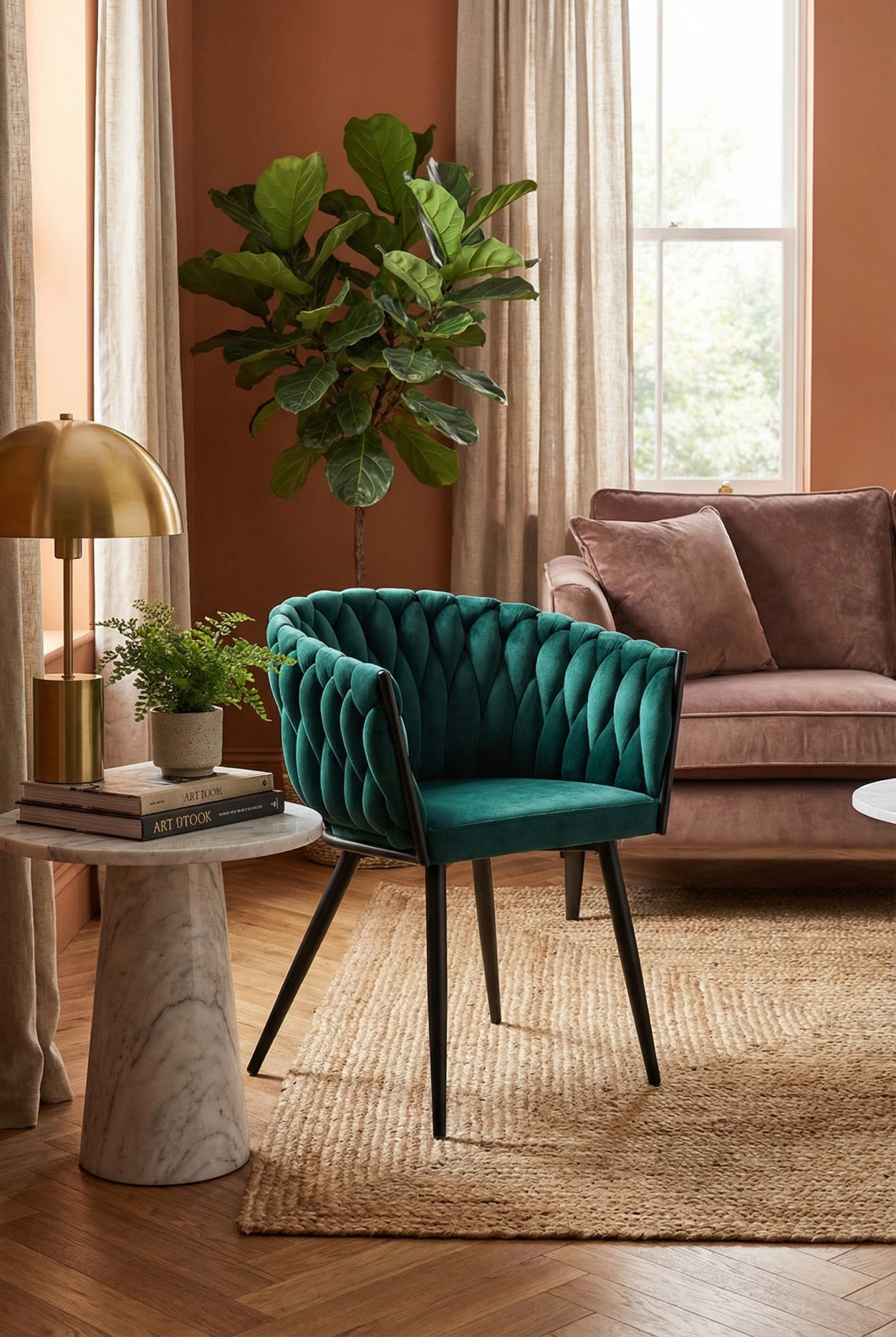 Wnętrze z wykorzystaniem plecionego krzesła Giberdi