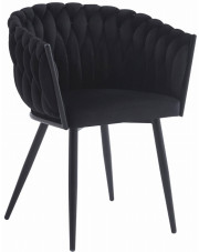 Czarne metalowe kubełkowe krzesło tapicerowane - Avax