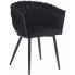 Czarne krzesło welurowe z plecionym oparciem Avax