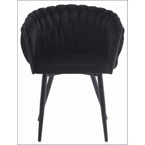 Czarne metalowe krzesło welurowe Avax
