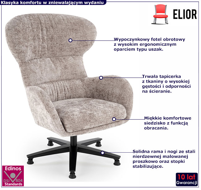 obrotowy beżowy fotel wypoczynkowy Riser