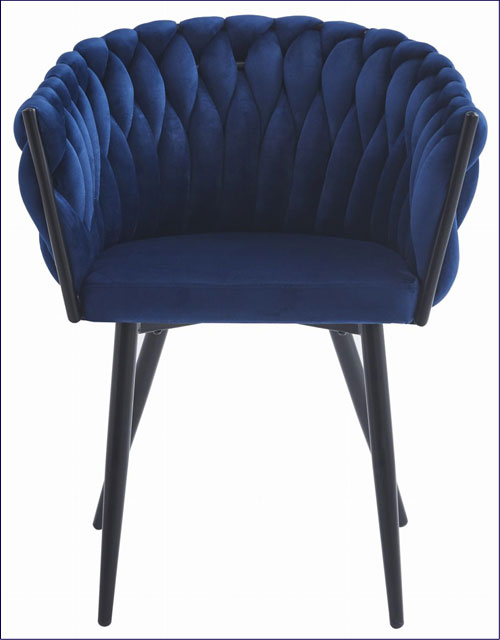 Granatowe krzesło z plecionym oparciem Avax