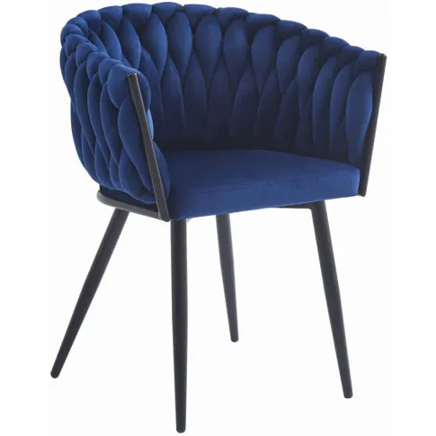 Granatowe krzesło z plecionym oparciem Avax