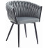 Jasnoszare welurowe krzesło metalowe z podłokietnikami - Avax
