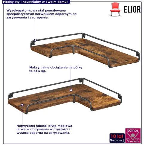 Zestaw półek industrialnych wiszących Tiki