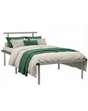 Szare metalowe łóżko pojedyncze 100x200 cm - Nikel w sklepie Edinos.pl