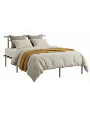 Szare metalowe łóżko loftowe 140x200 cm - Nikel w sklepie Edinos.pl