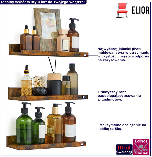 Zestaw 3 półek industrialnych Mavox