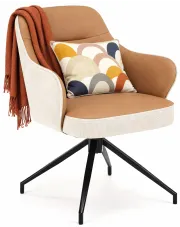 Brązowy obrotowy fotel tapicerowany - Perla w sklepie Edinos.pl