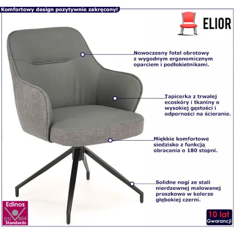 tapicerowany popielaty fotel Cobi