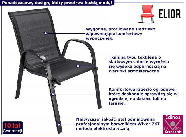 Zestaw 4 sztuk krzeseł ogrodowych Eljah