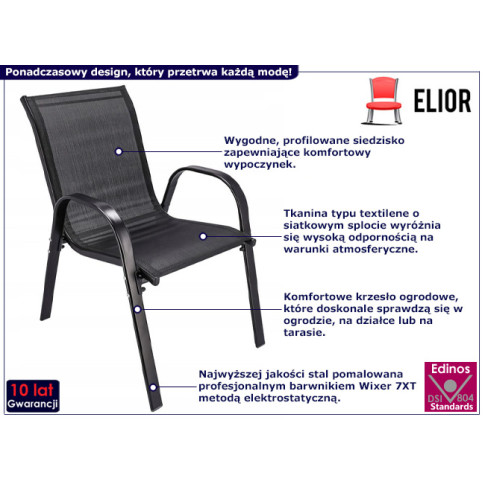 Czarne krzesło ogrodowe Eljoh
