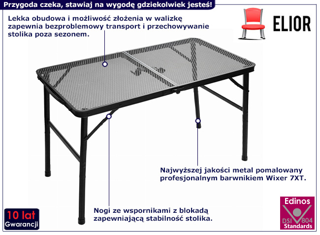 Składany czarny stolik torystyczny Tahiti