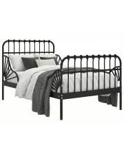 Czarne metalowe łóżko rosnące z dzieckiem 80x130/200 cm - Kasja w sklepie Edinos.pl