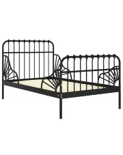 Czarne metalowe łóżko rosnące z dzieckiem 80x130/200 cm - Welix w sklepie Edinos.pl