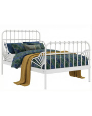 Białe metalowe łóżko rosnące z dzieckiem rozsuwane 80x130/200 cm - Kasja w sklepie Edinos.pl
