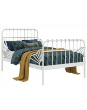 Białe metalowe łóżko rosnące z dzieckiem rozsuwane 80x130/200 cm - Kasja w sklepie Edinos.pl