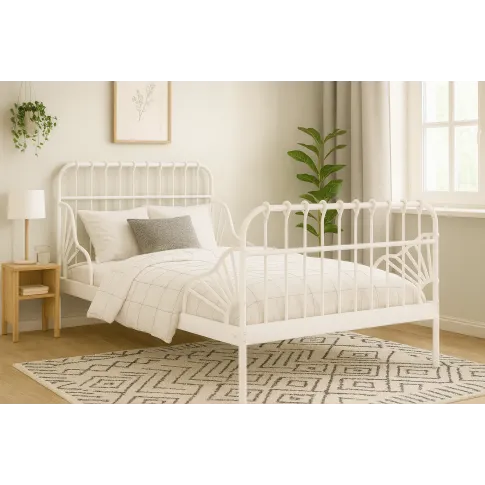 Białe metalowe łóżko rosnące z dzieckiem rozsuwane 80x130200 cm   Kasja