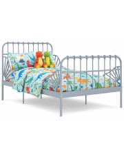 Szare metalowe łóżko rosnące z dzieckiem rozsuwane 80x130/200 cm - Kasja w sklepie Edinos.pl