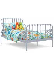 Szare metalowe łóżko rosnące z dzieckiem rozsuwane 80x130/200 cm - Kasja w sklepie Edinos.pl