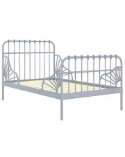 Szare metalowe łóżko rosnące z dzieckiem rozsuwane 80x130/200 cm - Welix w sklepie Edinos.pl